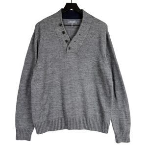 Bonobos Alpaca Wool Knit Placket V-Neck Sweater Gray Slim Fit - XL